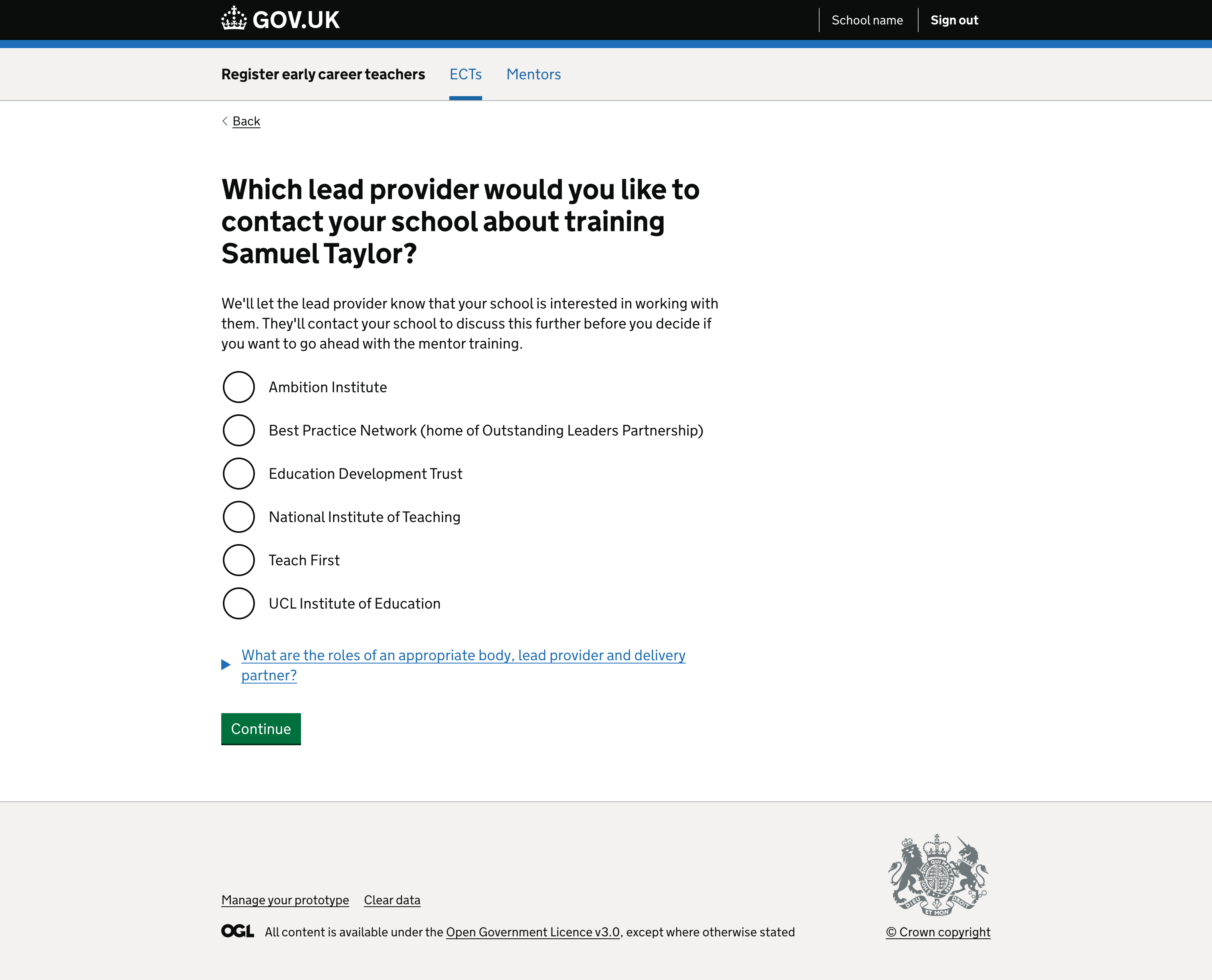 A screenshot of where the user can tell us about a different lead provider.