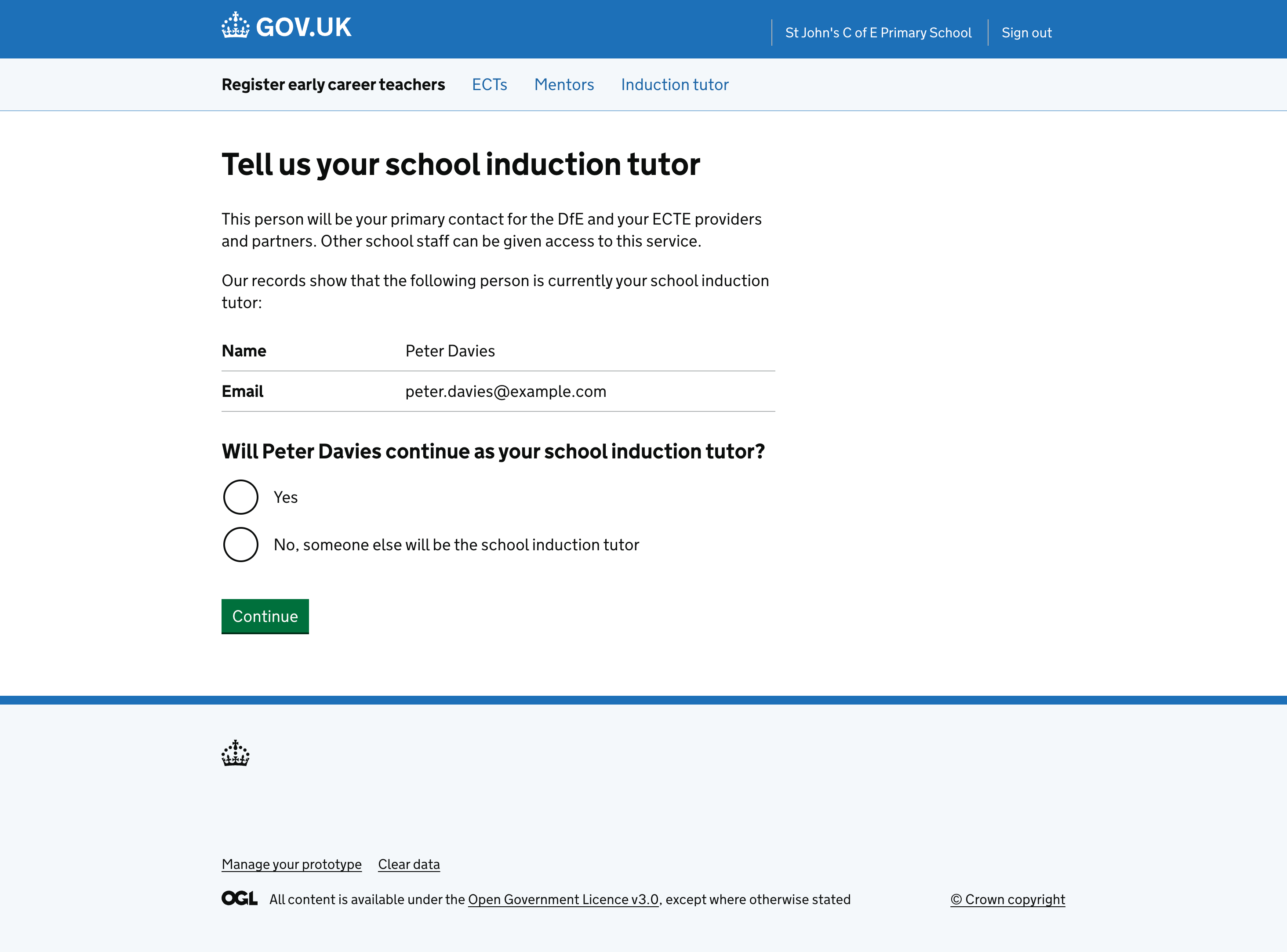 First version asking the user to confirm the SIT details we held.
