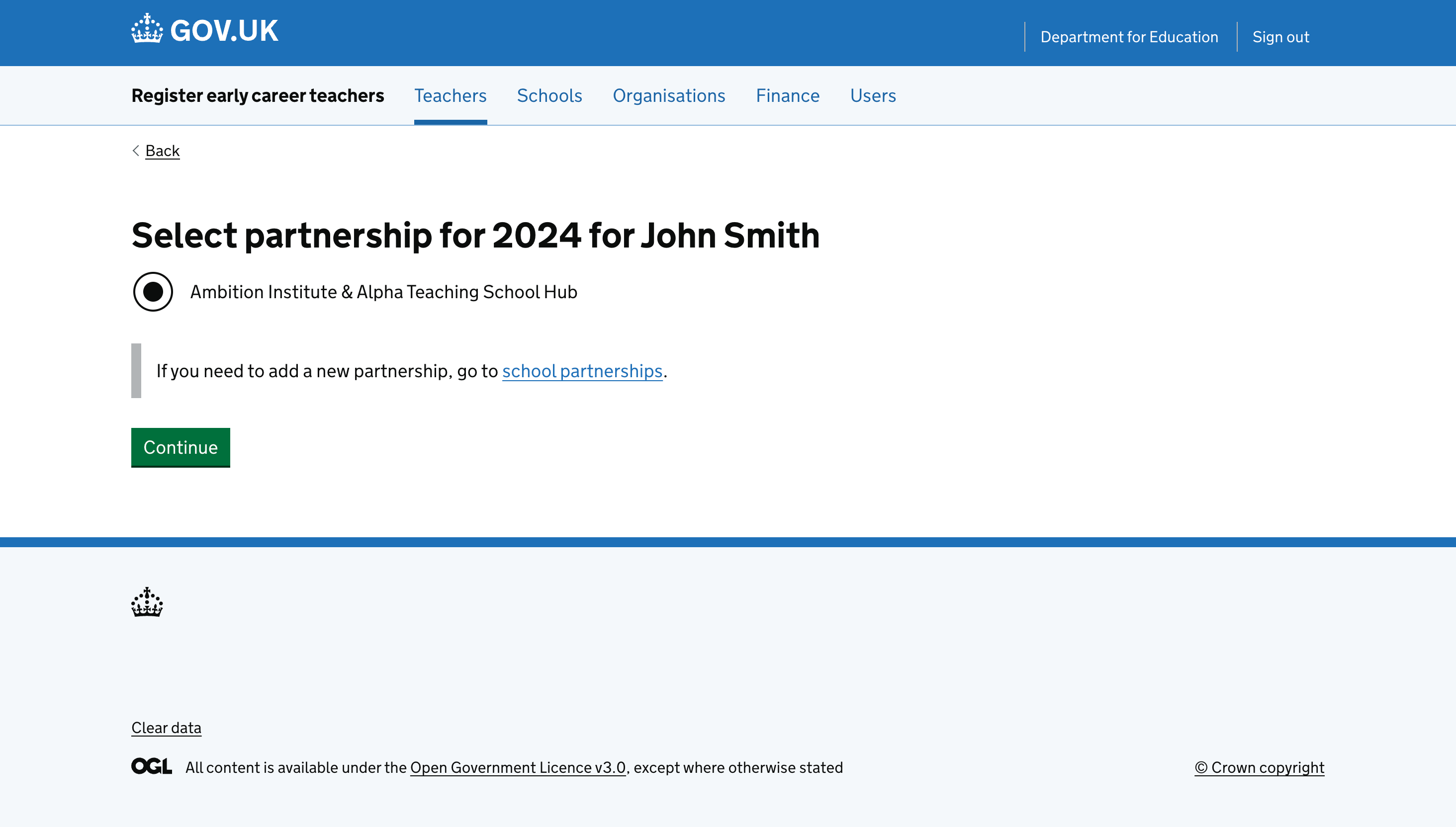 A screenshot of the journey where a contract period is being asked to be selected for an ECT or mentor.