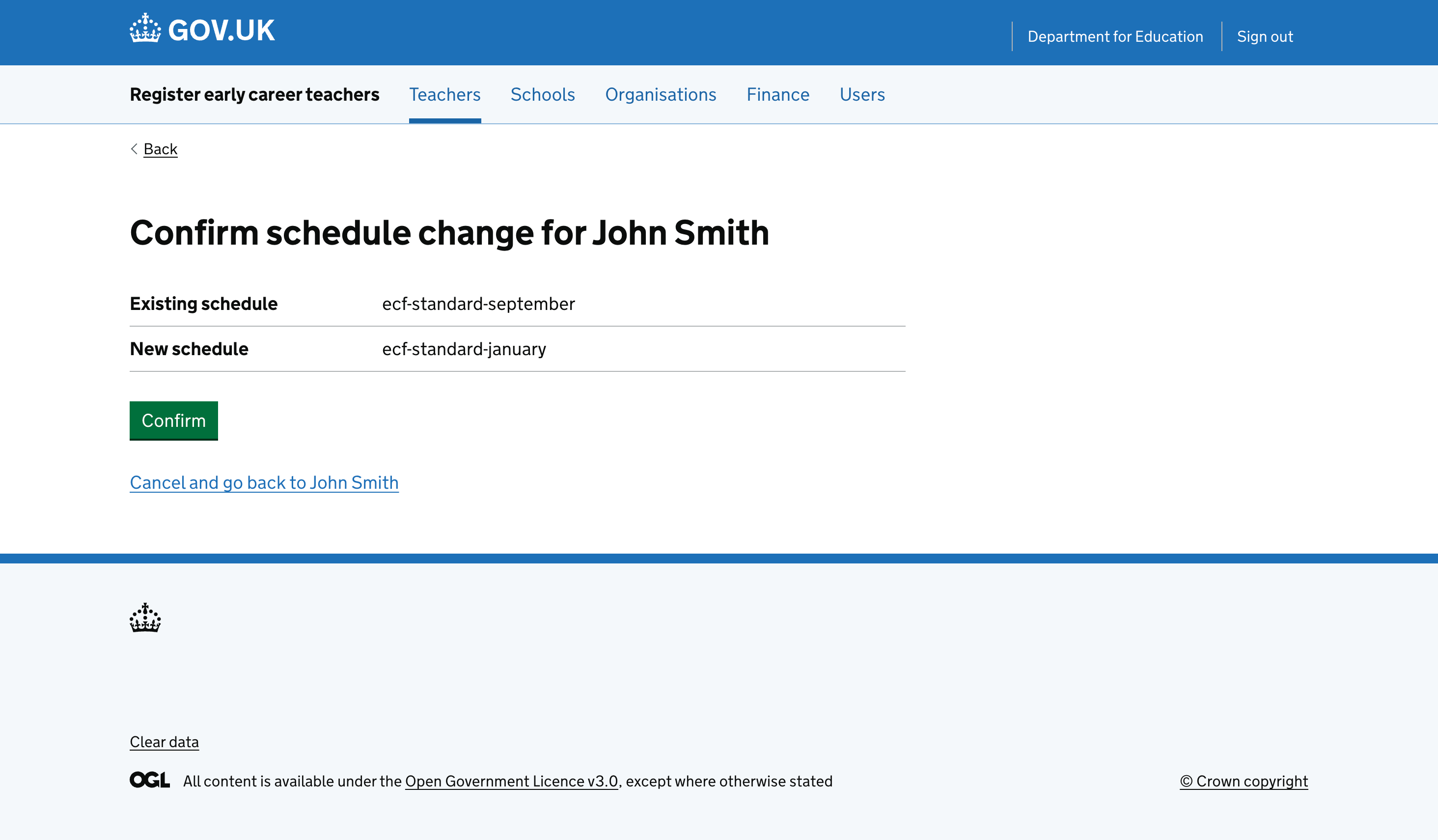A screenshot of the journey where a user is asked to confirm their answers.