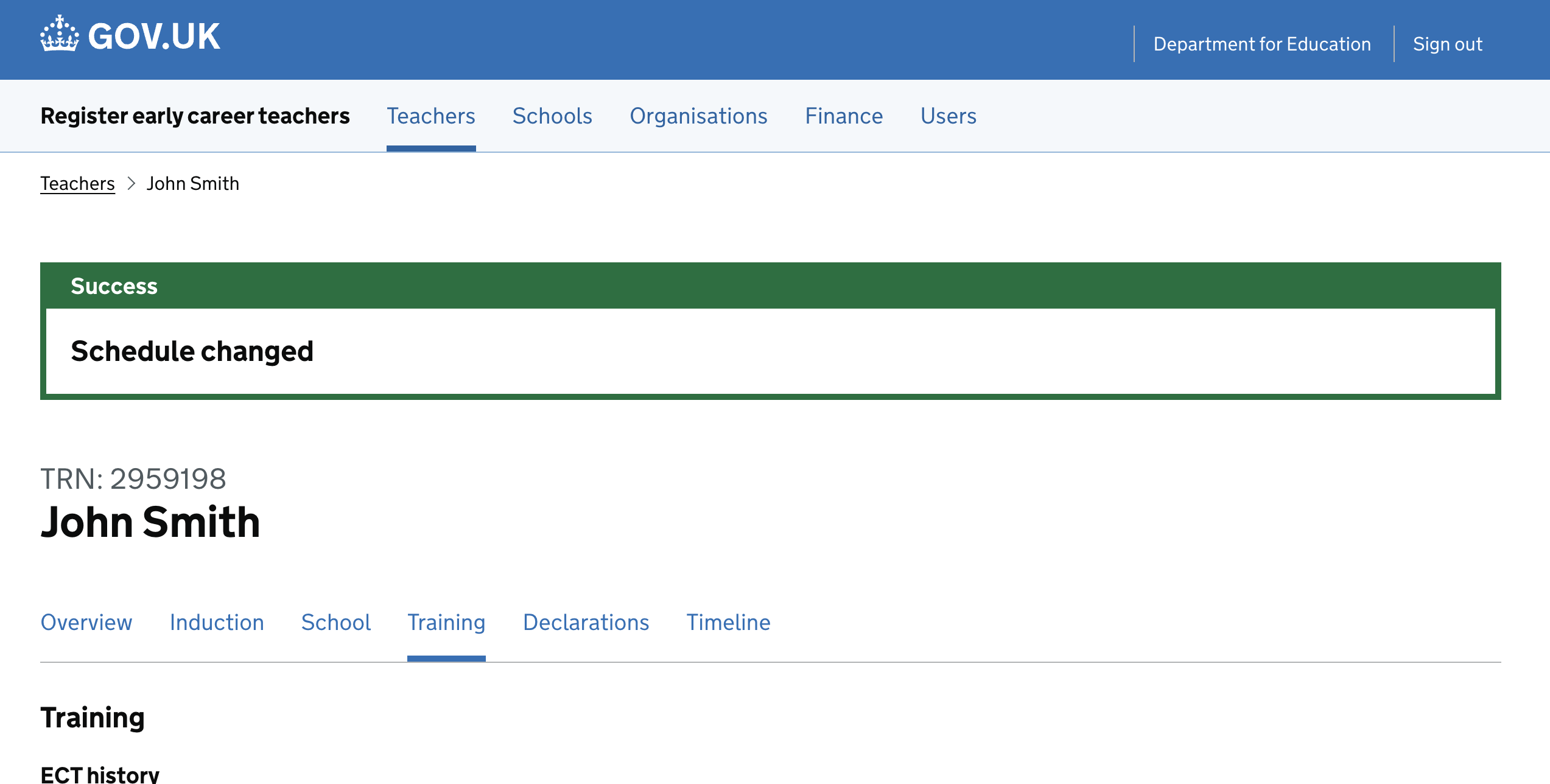 A screenshot of the journey where a user is shown a confirmation banner.