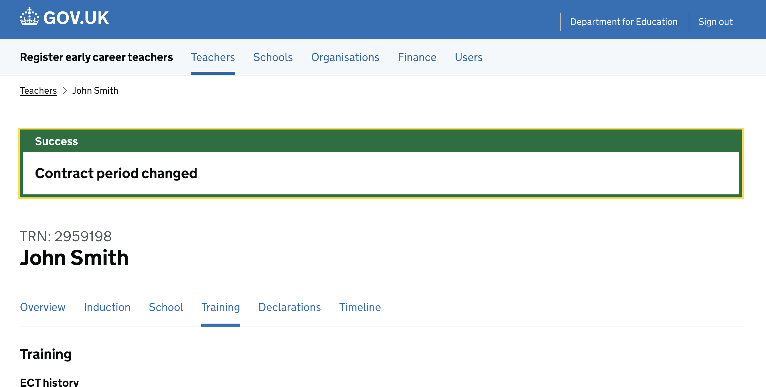 A screenshot of the journey where a user is shown a confirmation banner.