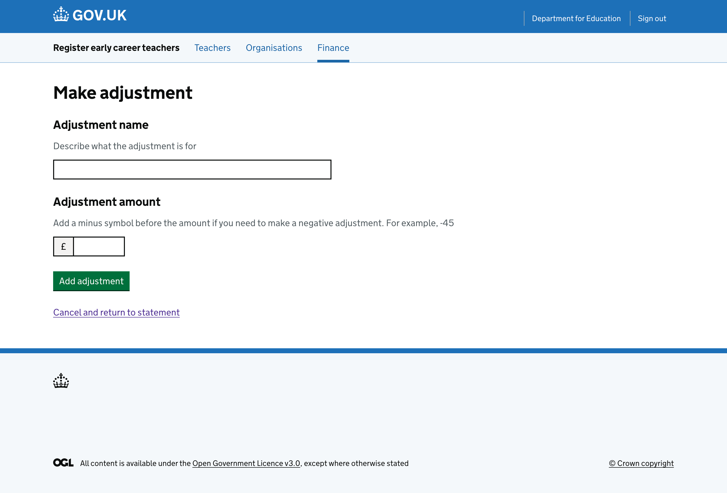 Make an adjustment to a financial statement.