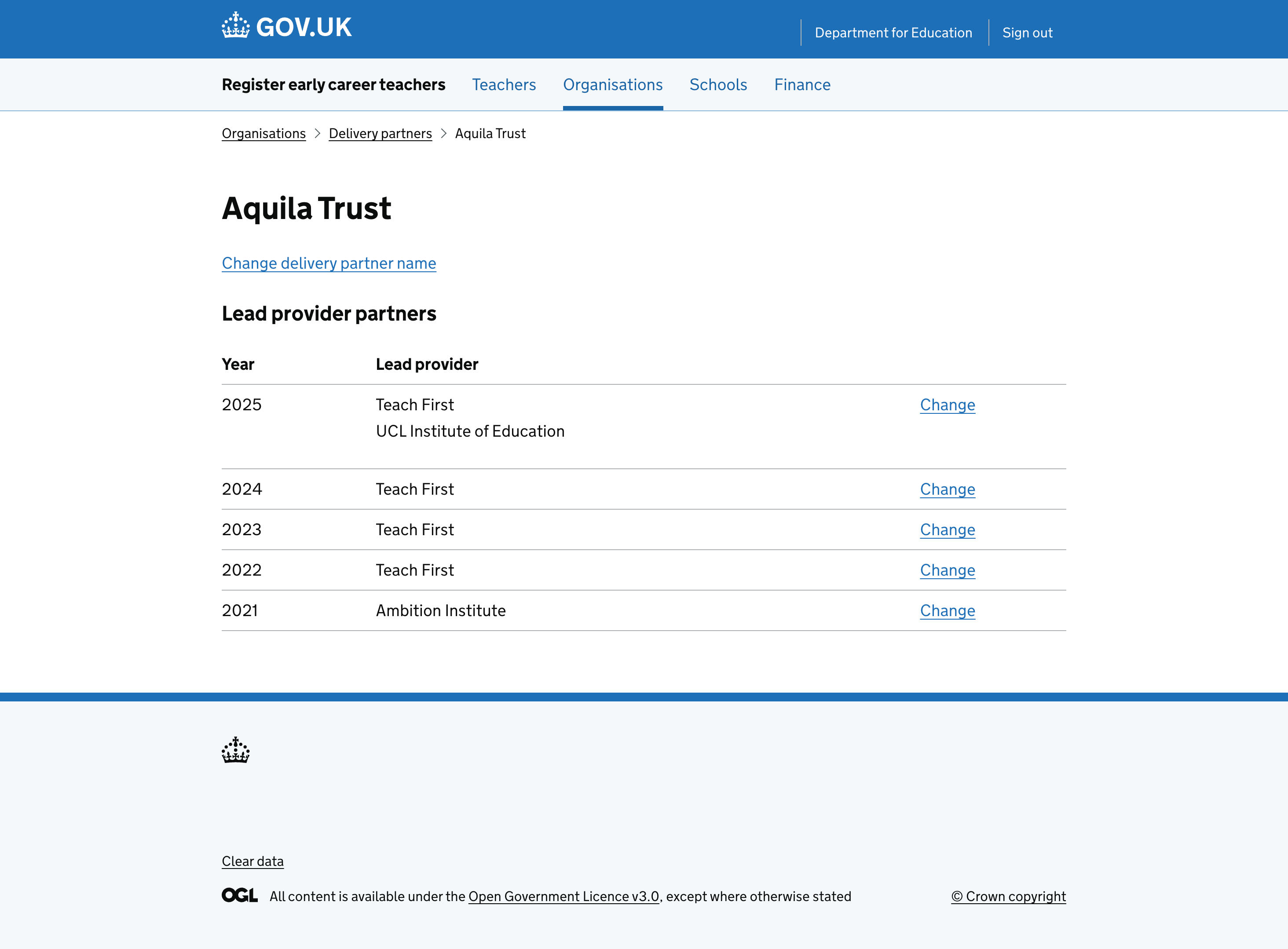A view of a delivery partner, where information can be viewed and edited.