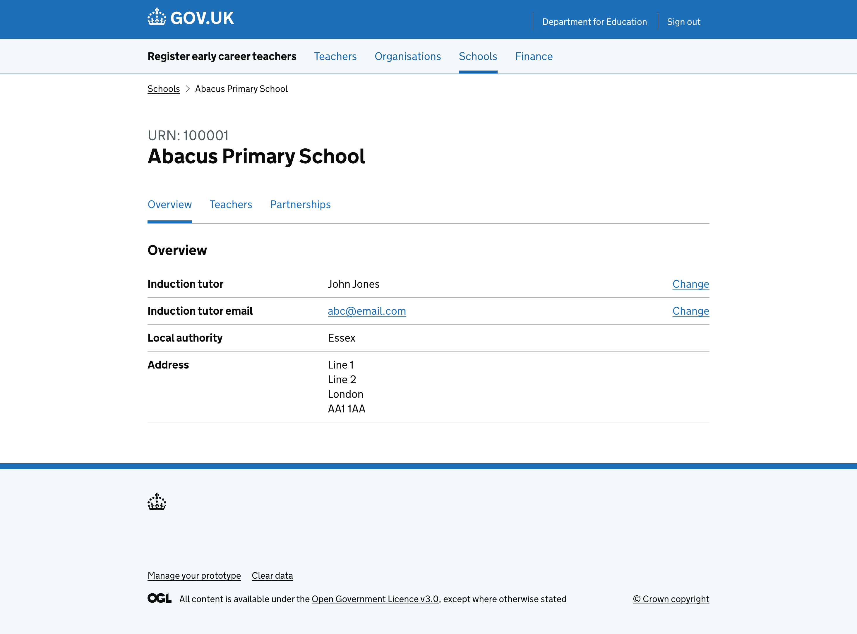 School overview showing key details.
