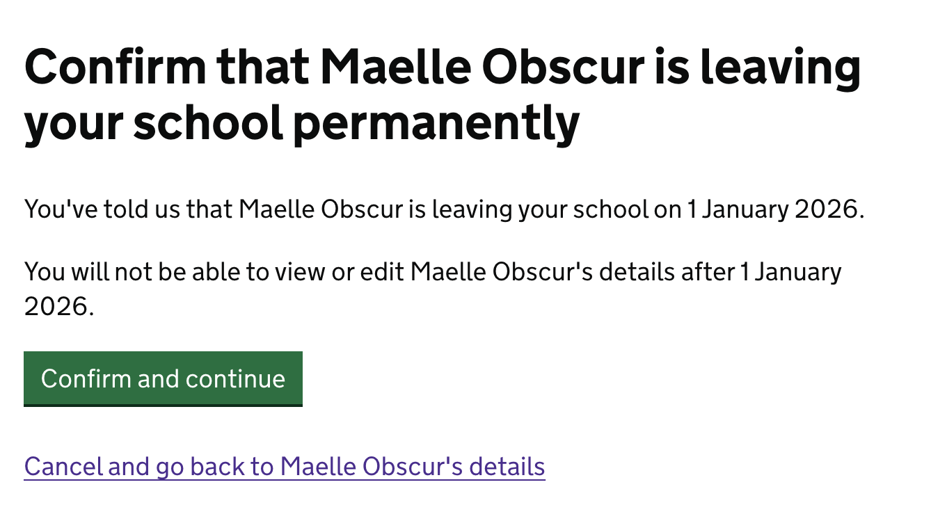 Confirm an ECT or mentor is leaving in the future.