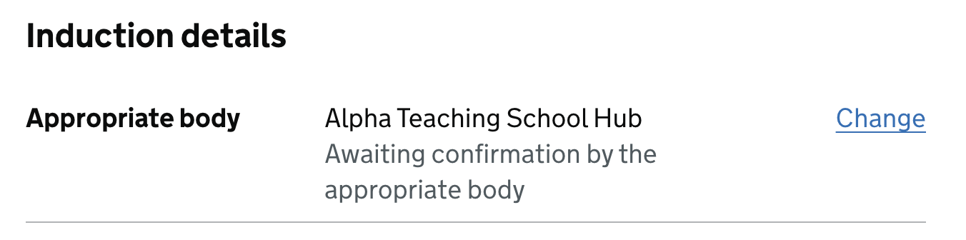 A screenshot of a second iteration of content showing that an induction has not been recorded by an appropriate body.