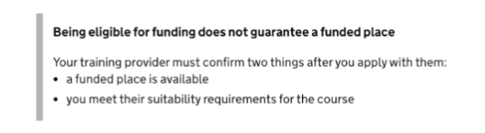 Eligibility warning message