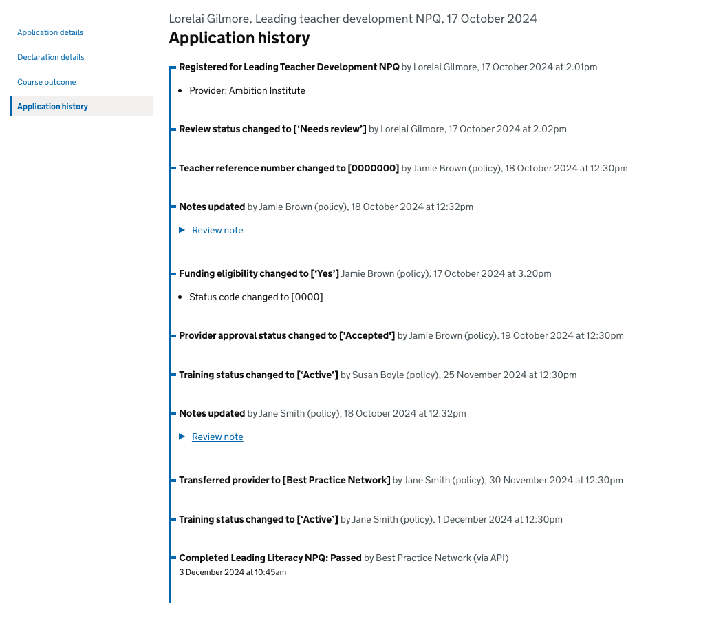 Screenshot showing how admins can search and filter for in review registrations