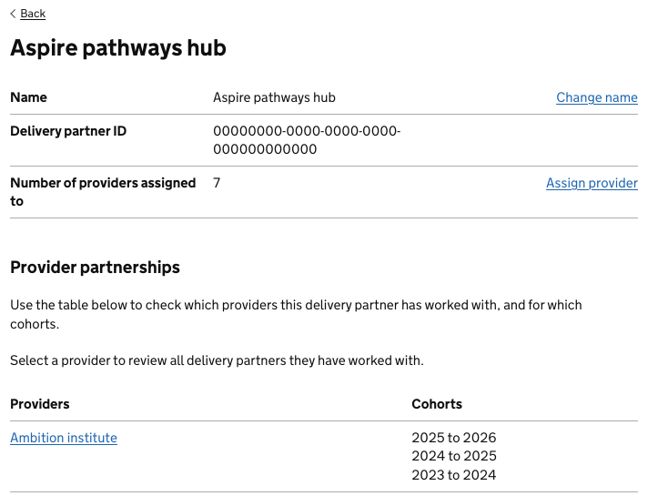 Screenshot showing how admins can view delivery partner details