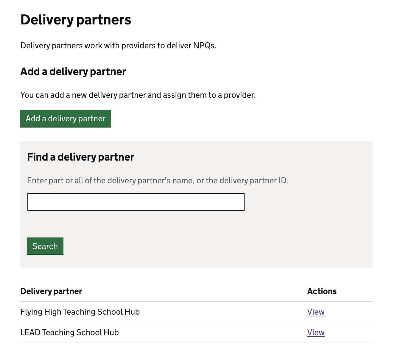 Screenshot showing how admins can view all delivery partners