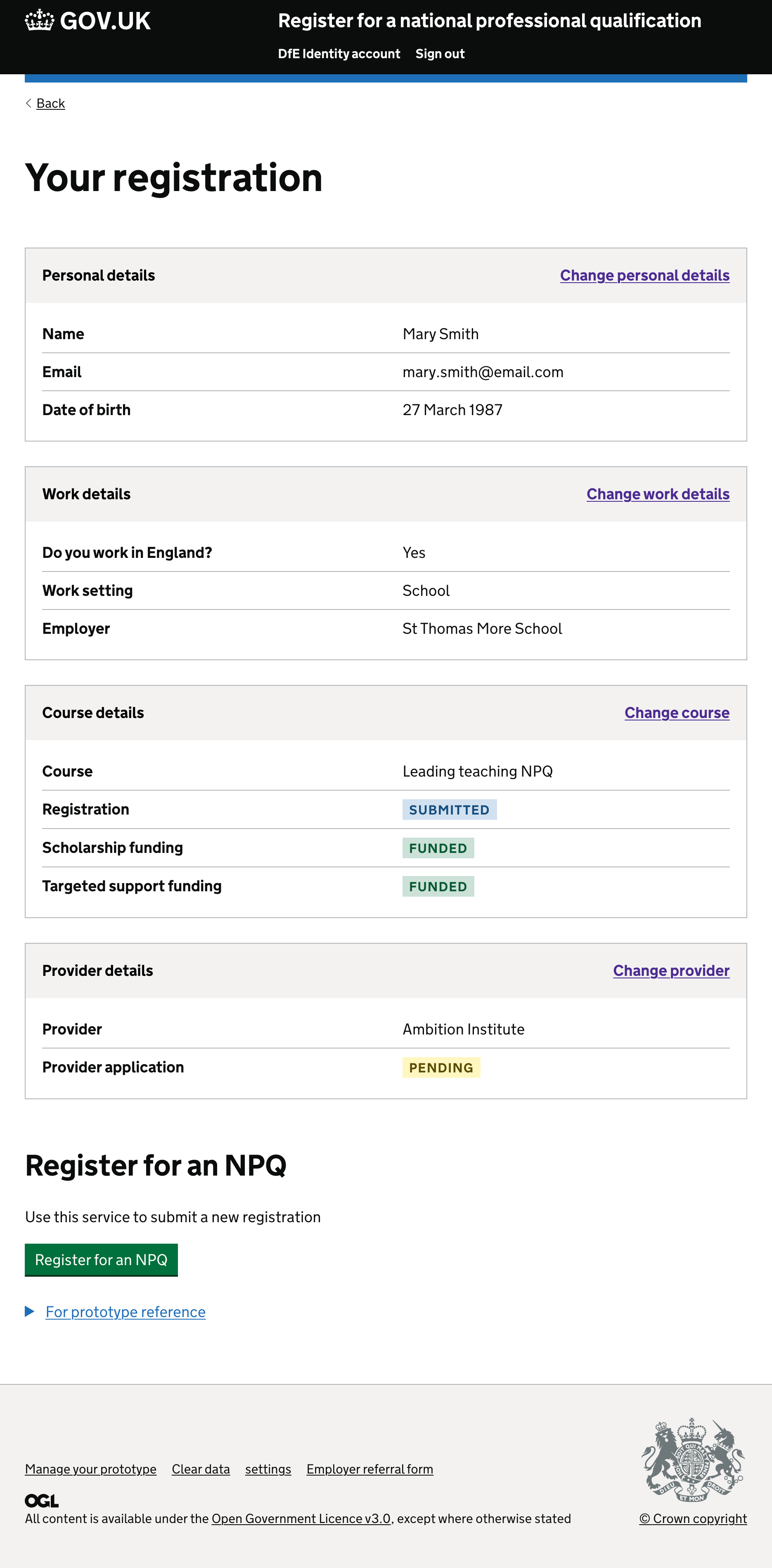 Before changes were made to single registration